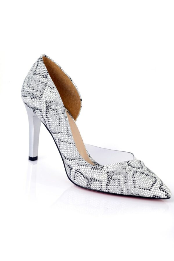 Capone Sabrina Transparent Side Women Silver Snake Stiletto